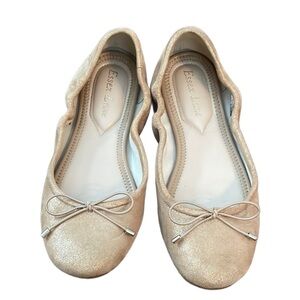 Essex Lane Becca Ballet Flats in Tan Suede with Light Gold Metallic Coloring